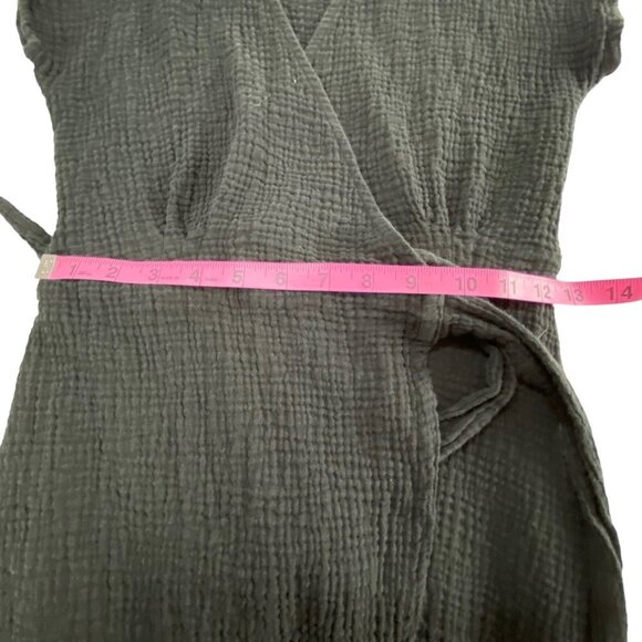MARINE LAYER Women Maddie Wrap Gauze Dress SZ XS Black Cap Sleeves Summer 10-13 - Picture 9 of 15
